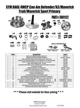 STM RAGE 4WCP Can-Am Defender/X3/Maverick Trail/Maverick Sport 17-23 Primary & STM Secondary 3001122