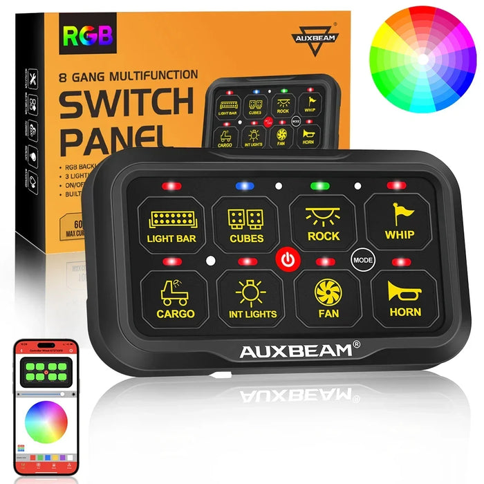 AR Series 8 Gang (AR-820) RGB Switch Panel with APP, Toggle/ Momentary/ Pulsed Mode Supported (Two-Sided Outlet)