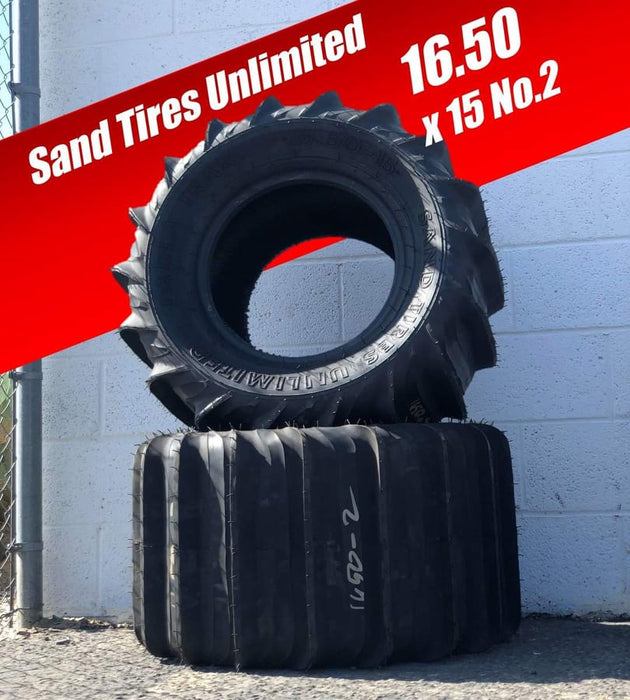 (PAIR) OF SAND TIRES UNLIMITED  16.50-15 PADLA TRAK  CUT# 2