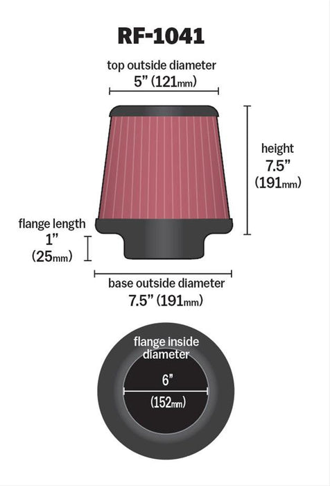 1995 FORD BRONCO K&N Universal Performance Air Filters RF-1041